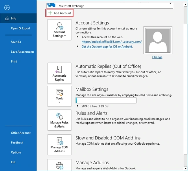 Select Add Account