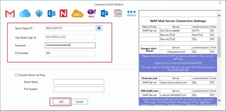 Add GoDaddy admin credentials to connect to the source