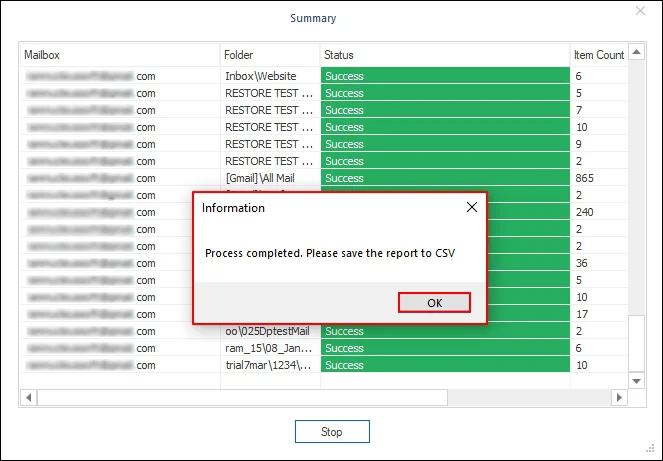 Backup process completed