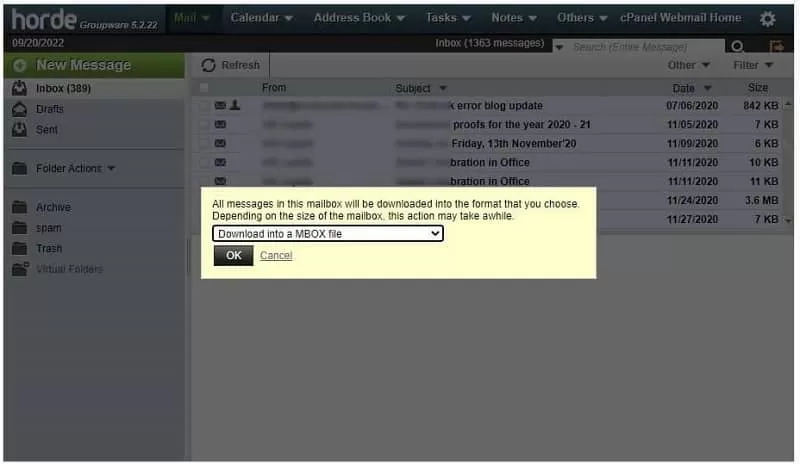 Download as an MBOX file