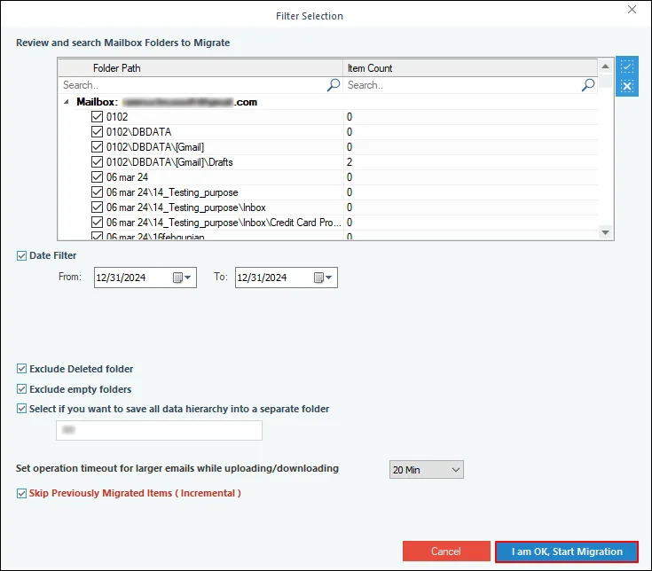 filter selection