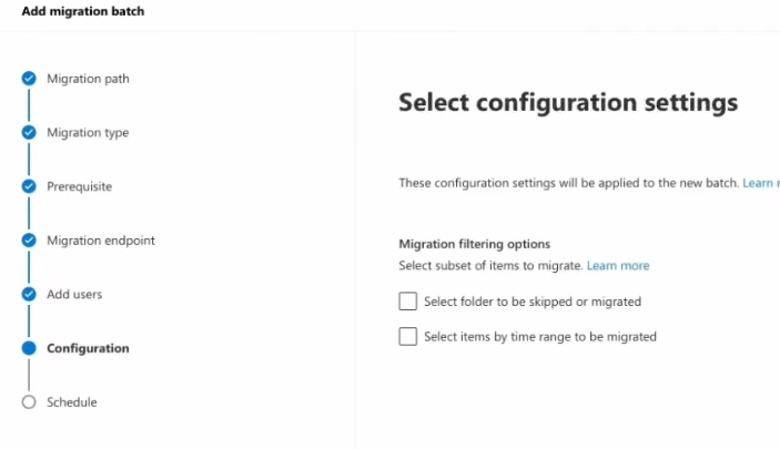Migration filter option