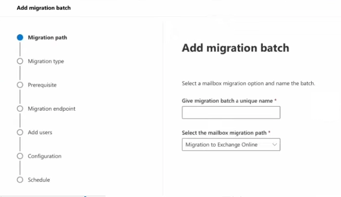 select the Migration to Exchange Online