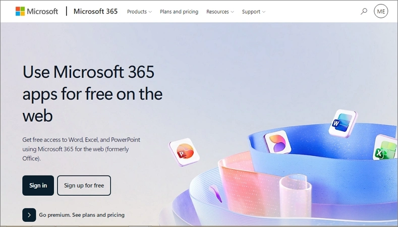 Get free Microsoft 365 for Web Version
