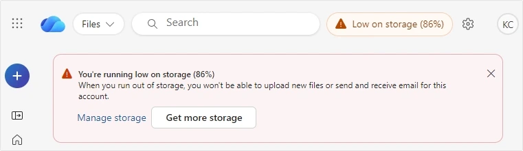 storage full message