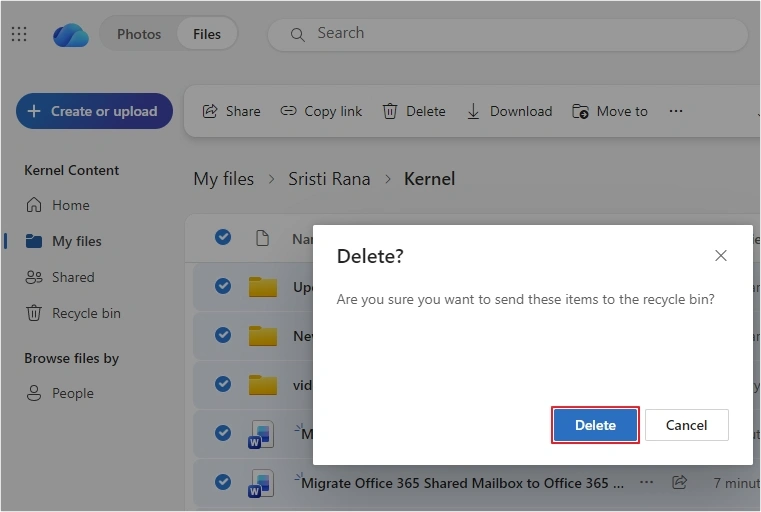 delete files after deleting