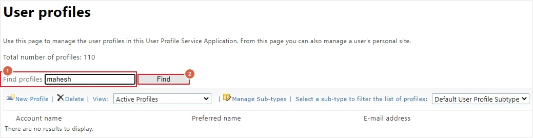 enter user name and click find