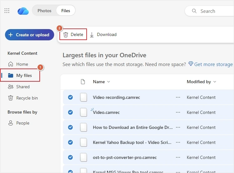 delete large files