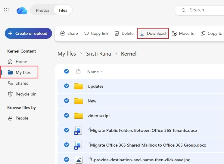 download files from onedrive