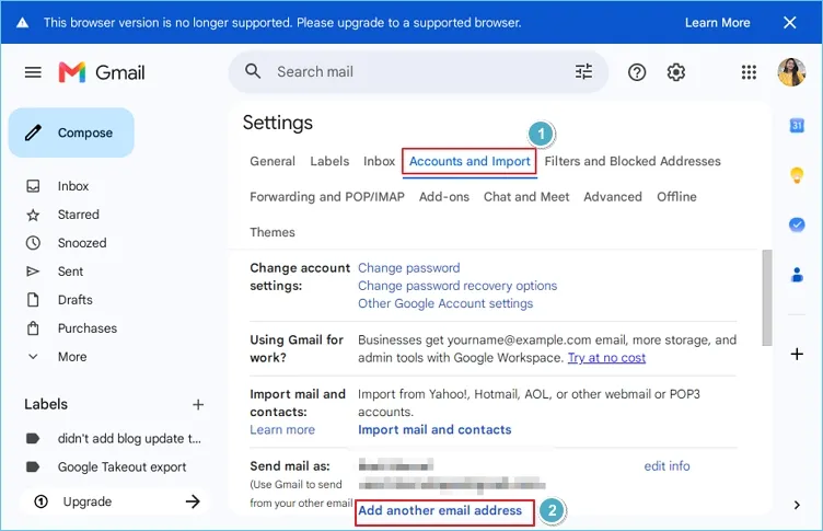 Select Add another email address