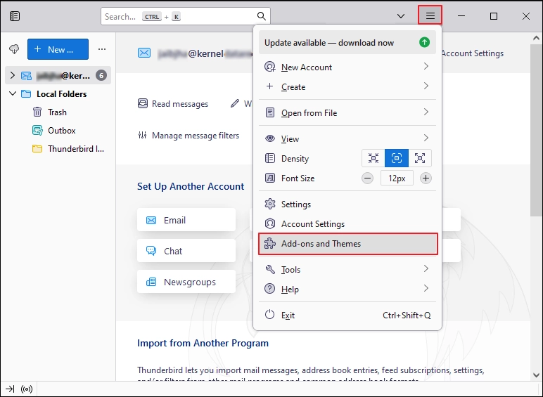 Click Menu Add-ons and Themes