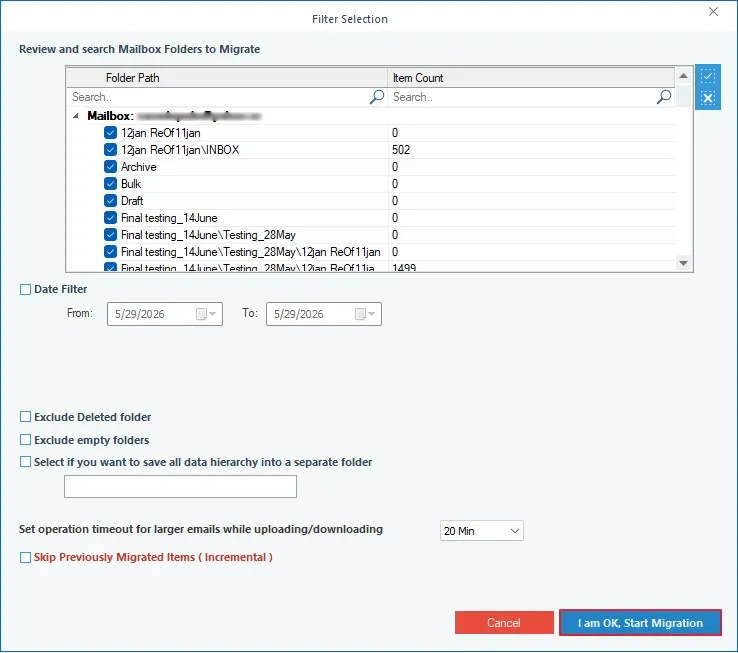 Apply the required or convenient filters from the Filter Selection