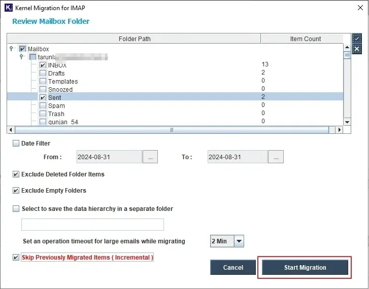 Click Start Migration