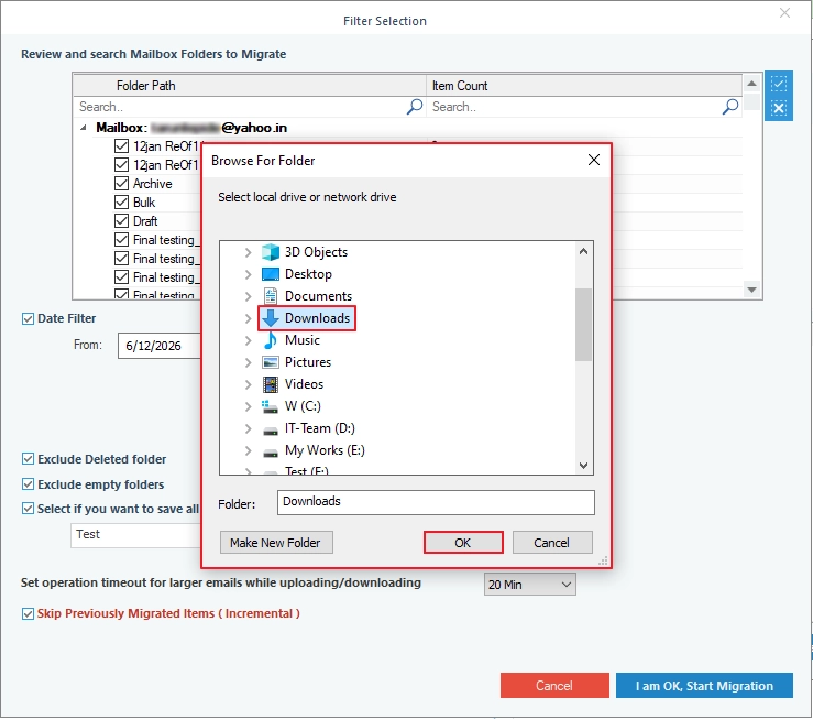 Provide the location to save the files