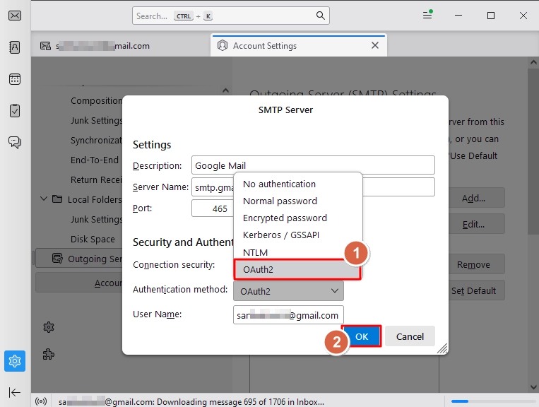 Change Authentication method value to OAuth2