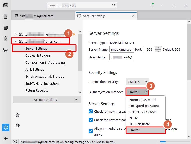 Change the value of the Authentication method to OAuth2