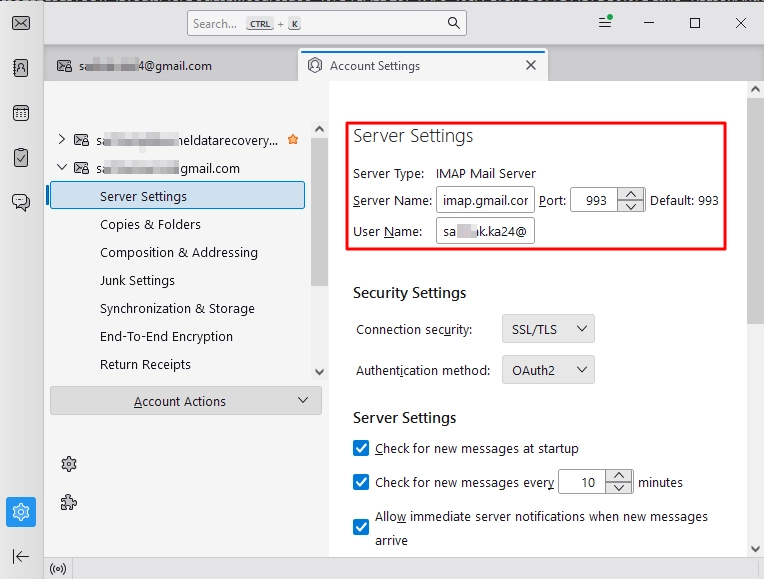 Check Incoming email settings