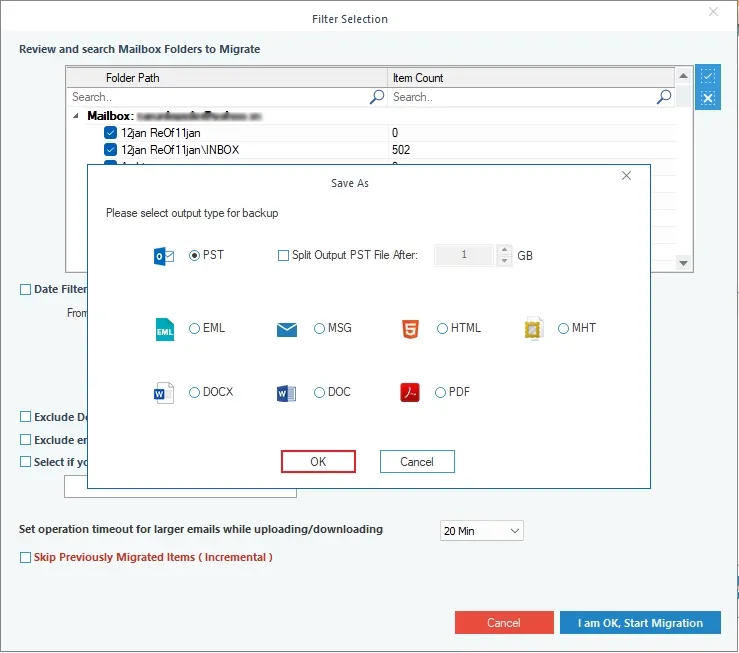 Choose backup format