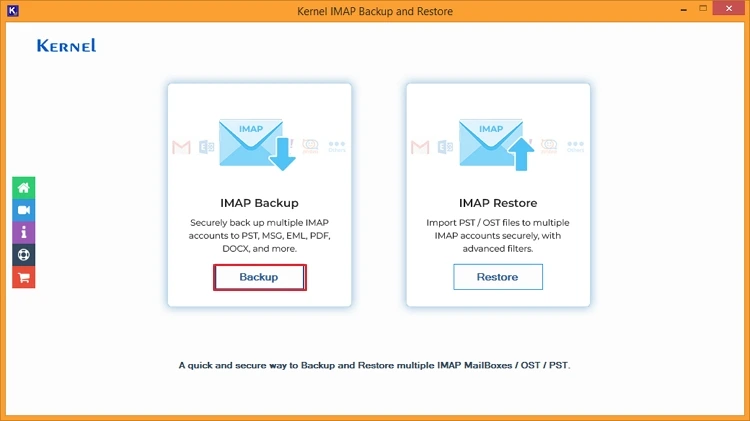 Click on the Backup tab