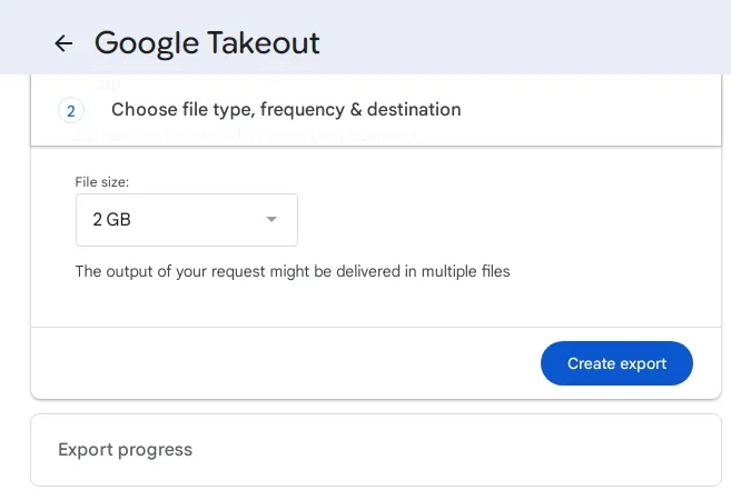 Tap on Create Export