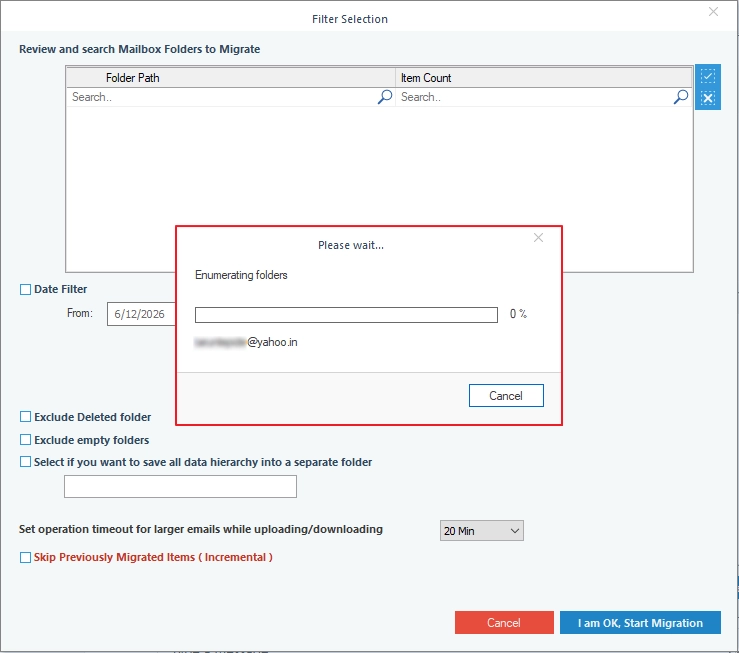 Software will start Enumerating Folders