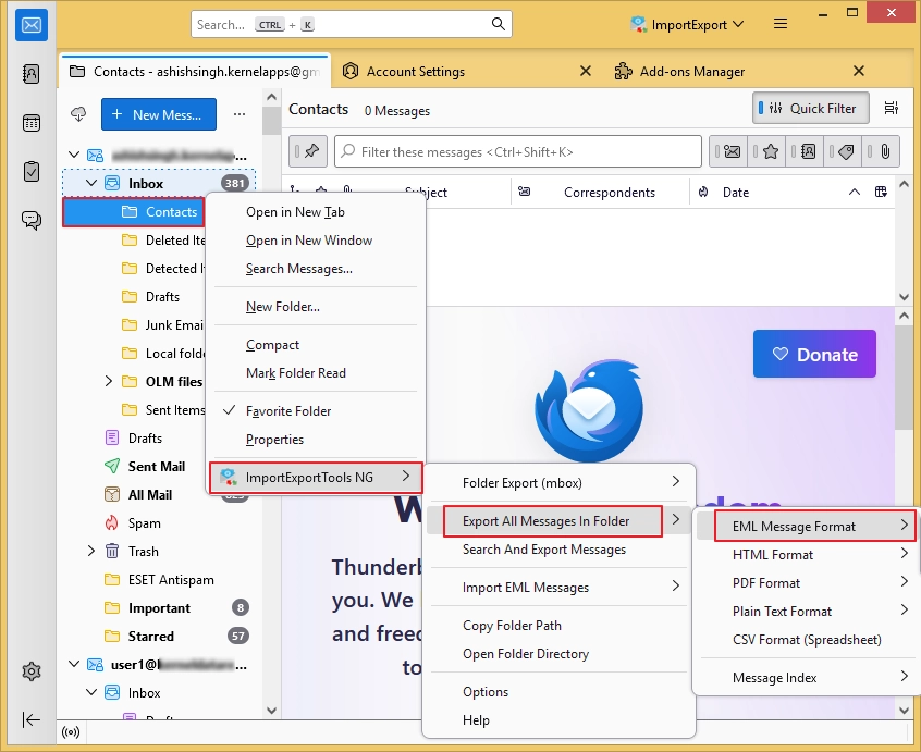 Export Yahoo mails
