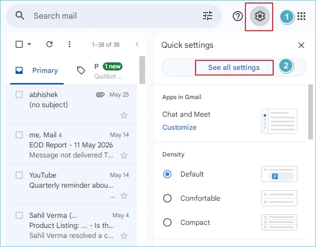 See all Settings option