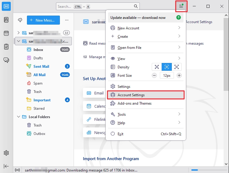 Click on the Account Settings option