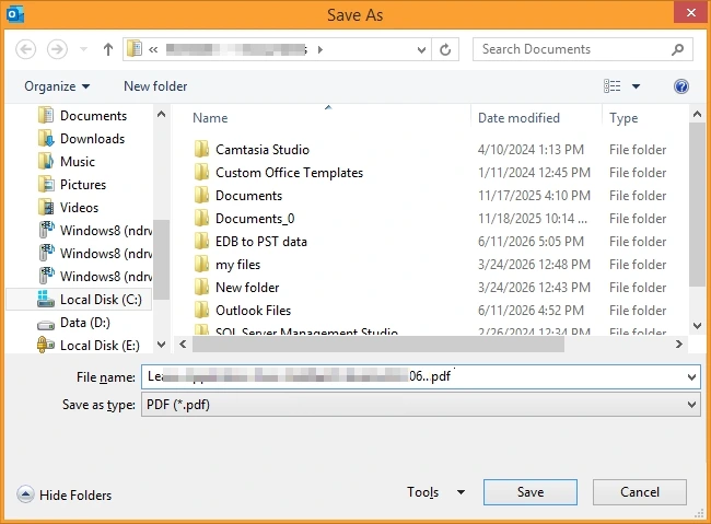 Click Save to save the PDF file.