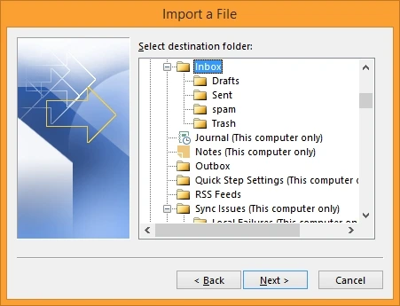 Select option to Import