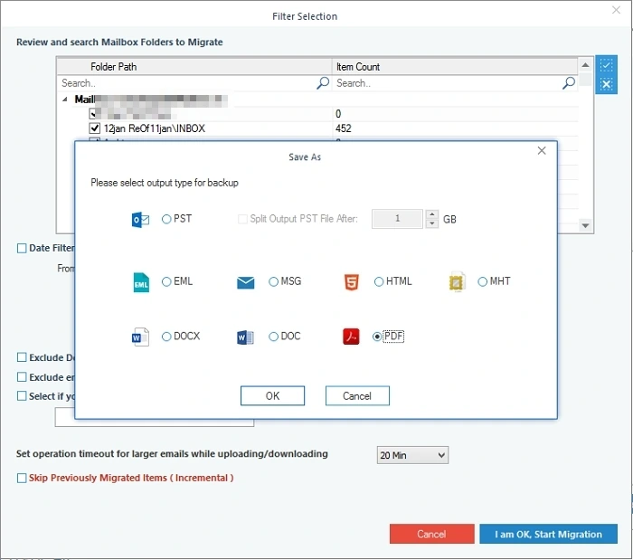 Select PDF as the output format