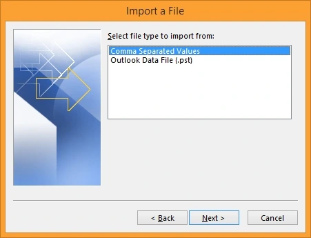 Click on Comma Separated Values