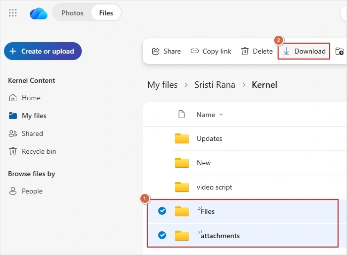 select files and click download