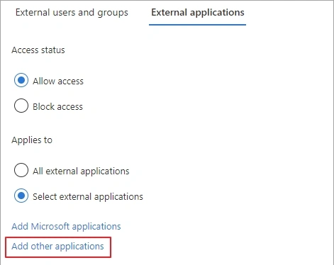 click add other application