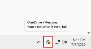 click onedrive icon from taskbar