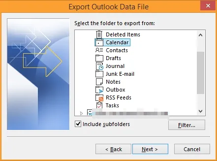 Select Office 365 mailbox calendar