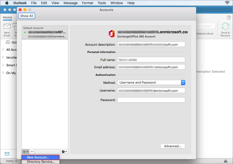 Click plus button then choose new account