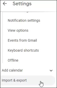 click on the Import and Export option