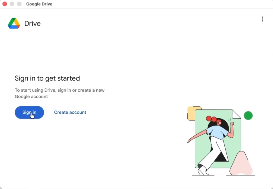 Click on the Sign in button to connect