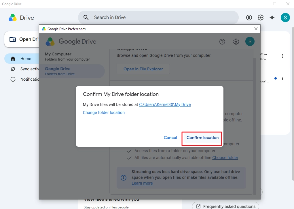 Change folder location