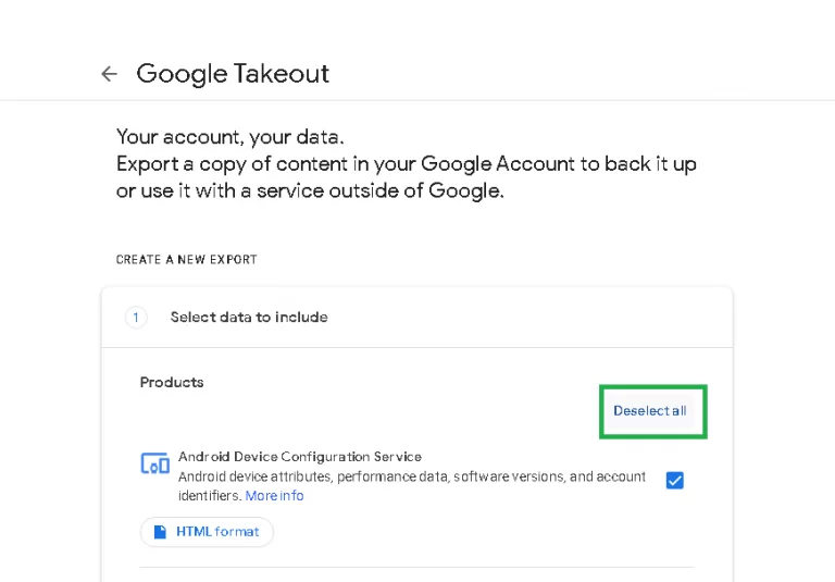 Deselect all option