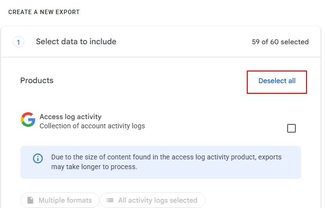 Click on Deselect All option