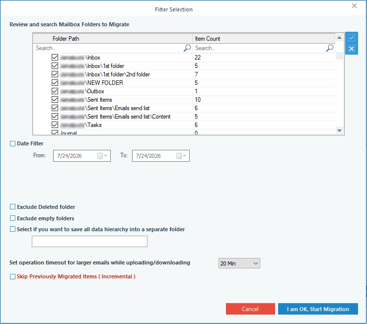 Apply needed filters for selective data export