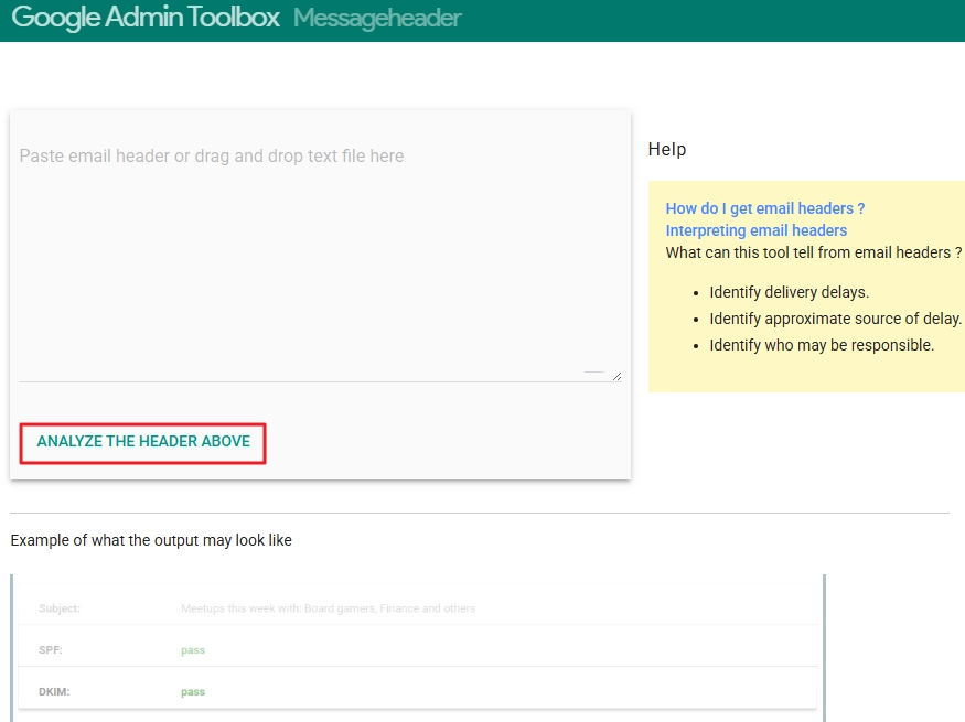 Paste copied header data and click ANALYZE THE HEADER ABOVE
