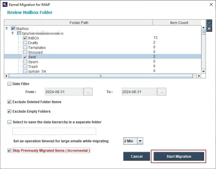 Click Start Migration