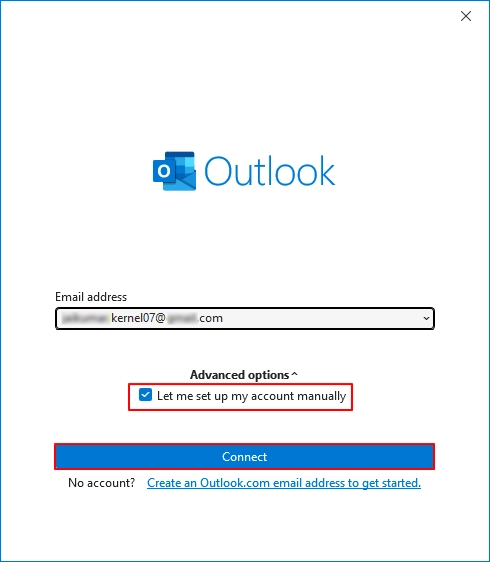 Set up my account manually
