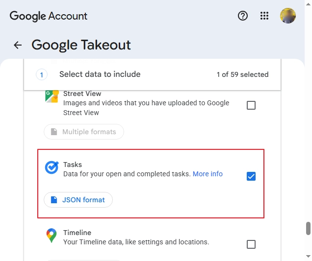 Check the Tasks box