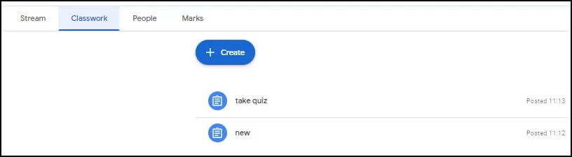Click on Classwork tab