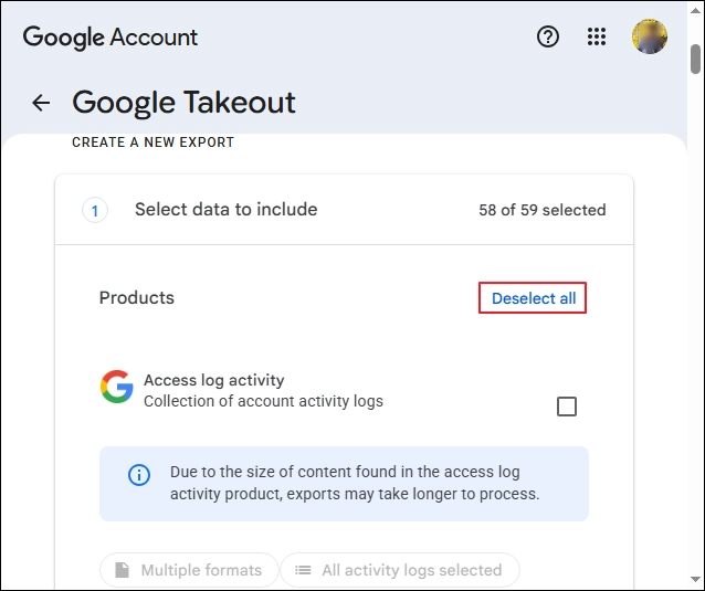 Click on Deselect All