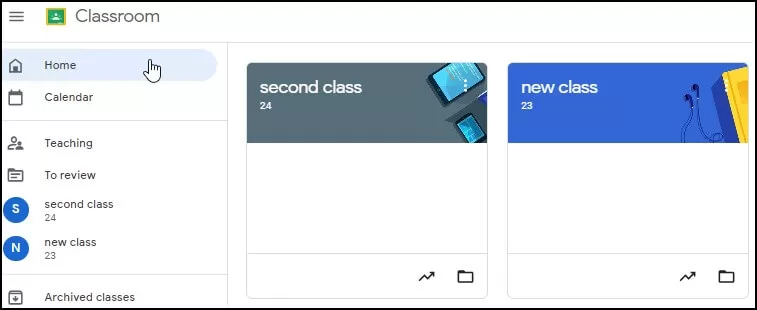 Log in to your Google Classroom account